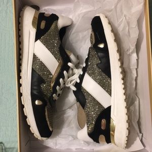 Michael Kors Gold and Black Monroe Trainers